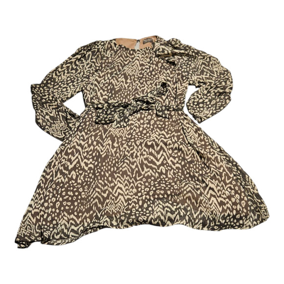 Dress Forum Large Brown and Beige Animal Print Long Sleeve Mini Dress - Picture 2 of 10